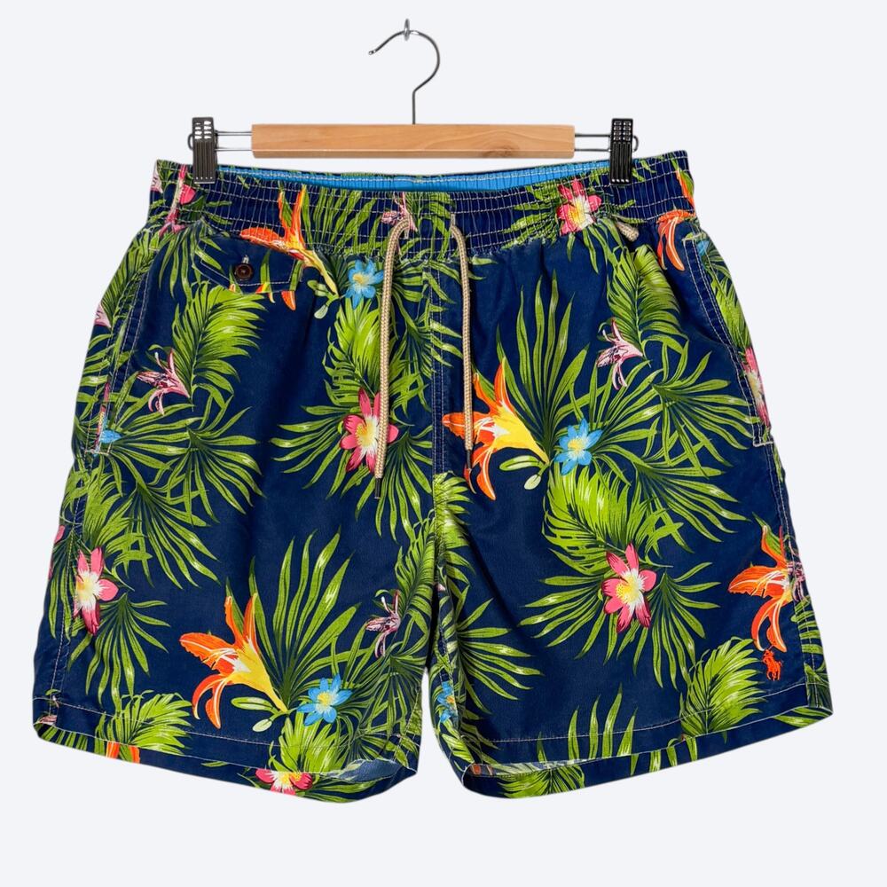 Polo Ralph Lauren Floral Print Traveler Swim Shorts Men's L Tropical Bright
